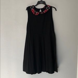 Black skater dress with plaid collar